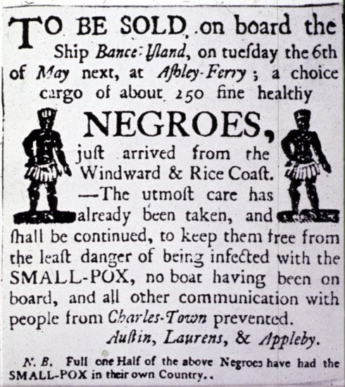 Advertisement for Slave Sale, Charleston, South Carolina, late 18th cent_jpg